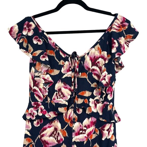 Band Gypsies Dress Women M Dark Floral Maxi Button Down Flowy Boho Prairie New - Picture 6 of 16